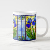 Blauwe Iris Glas-in-Lood Speciale Mok (Rechts)