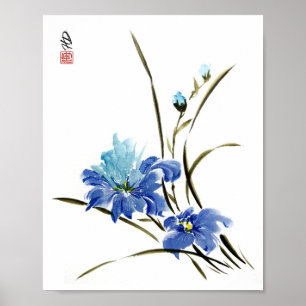 Blauwe Iris Harmonie Poster