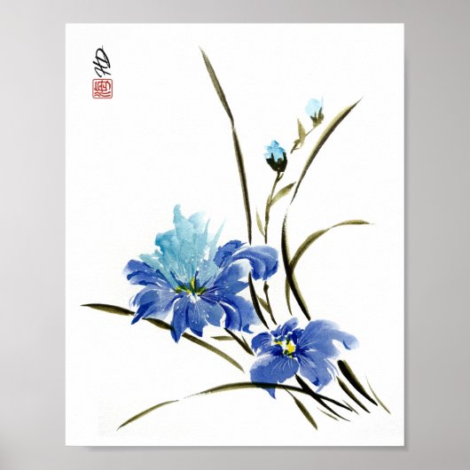 Blauwe Iris Harmonie Poster (Voorkant)