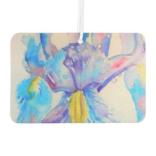Blauwe Iris hartflormond Vloerauto Luchtverfrisser (Achterkant)