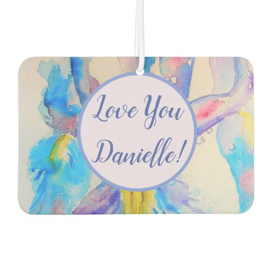 Blauwe Iris hartflormond Vloerauto Luchtverfrisser (Voorkant)