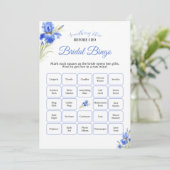 Blauwe Iris Iets Blauws Bruiloftspel Bingo Kaart (Staand voorkant)