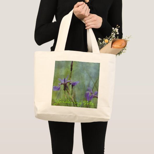 Blauwe Iris impressionist bloementuintas Grote Tote Bag (Voorkant (product))