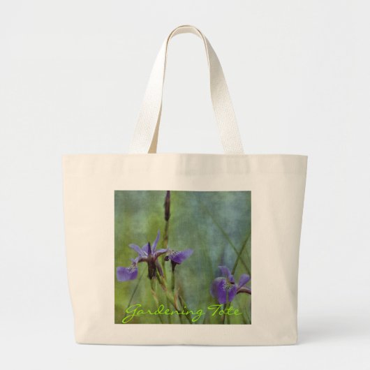 Blauwe Iris impressionist bloementuintas Grote Tote Bag (Voorkant)