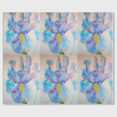 Blauwe Iris irises kunstbloemen Waterverf Verpakki Cadeaupapier (Vlak)