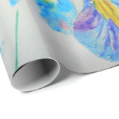 Blauwe Iris irises kunstbloemen Waterverf Verpakki Cadeaupapier (Rol Hoek)