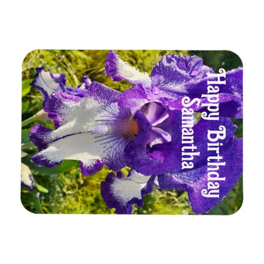 Blauwe Iris Irissen Bloemen Bloemen Verjaardag Magneet (Horizontaal)
