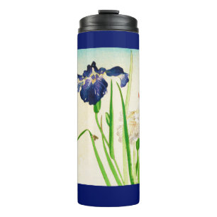 Blauwe iris japans Waterverf print Thermosbeker