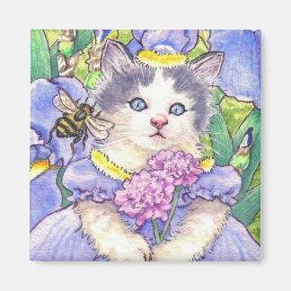 Blauwe Iris Kitten Magnet
