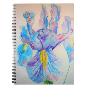 Blauwe Iris Kunst bloemschildering in waterverf Notitieboek