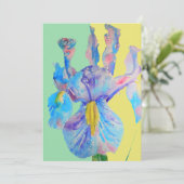 Blauwe Iris Kunst Waterverf Verjaardagsuitnodiging Kaart (Staand voorkant)