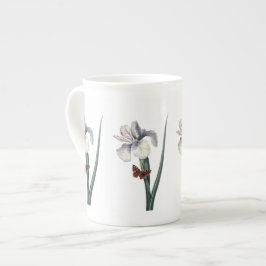 Blauwe Iris met Botanische Vlinder Porselein Kop