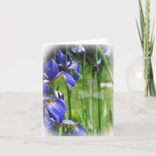 Blauwe iris met kruis II Kaart (Voorkant)