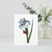 Blauwe iris met vlinder van Redoute Briefkaart (Staand voorkant)