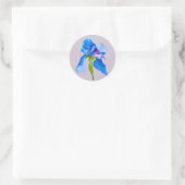 Blauwe Iris moderne bloemenbruiloft kunst Ronde Sticker (Tas)