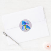 Blauwe Iris moderne bloemenbruiloft kunst Ronde Sticker (Envelop)