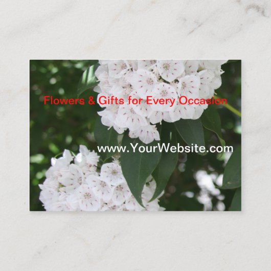  Blauwe Iris Mountain Laurel Florals Visitekaartje (Achterkant)