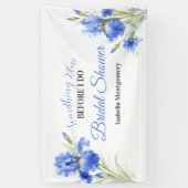 Blauwe Iris Something Blue Before I Do Bruidsfeest Spandoek (Verticaal)