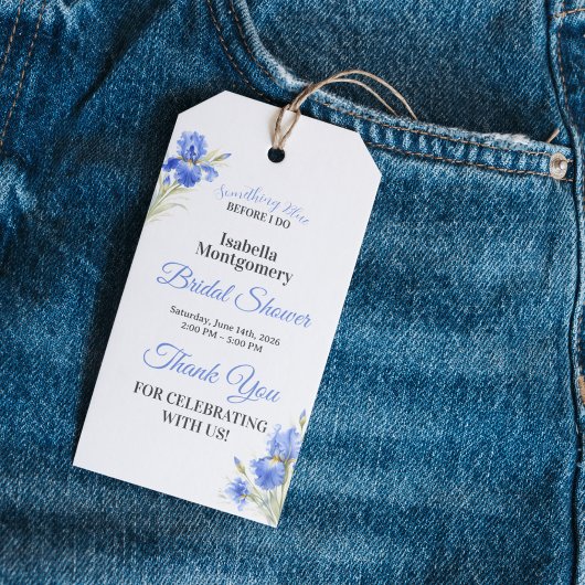 Blauwe Iris Something Blue Bruiloft Dank Je Cadeaulabel