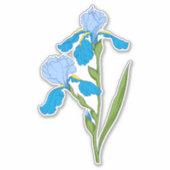 blauwe iris sticker (Voorkant)