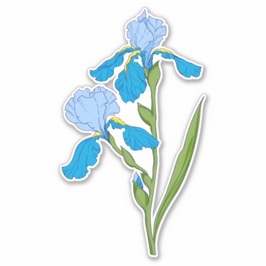 blauwe iris sticker (Voorkant)