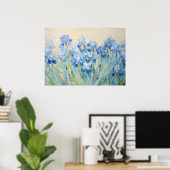 Blauwe Iris Tuin Impressionistische Bloemschilderi Poster (Thuiskantoor)