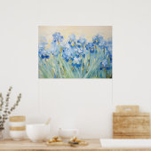 Blauwe Iris Tuin Impressionistische Bloemschilderi Poster (Keuken)