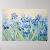 Blauwe Iris Tuin Impressionistische Bloemschilderi Poster (Voorkant)