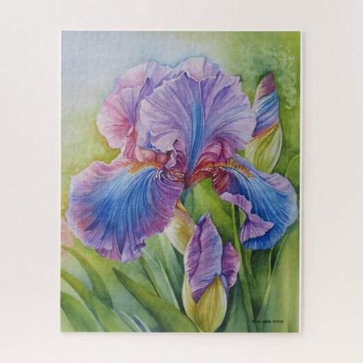 Blauwe Iris Watercolor Puzzle  Legpuzzel (Verticaal)