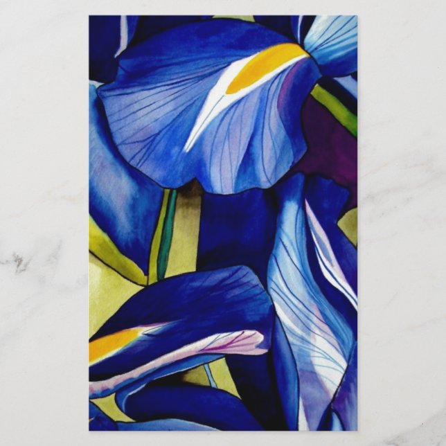 Blauwe Iris waterverf (Voorkant)