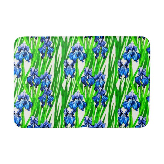 Blauwe iris Waterverf Badmat (Voorkant)