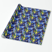Blauwe Iris waterverf Cadeaupapier (Uitgerold)