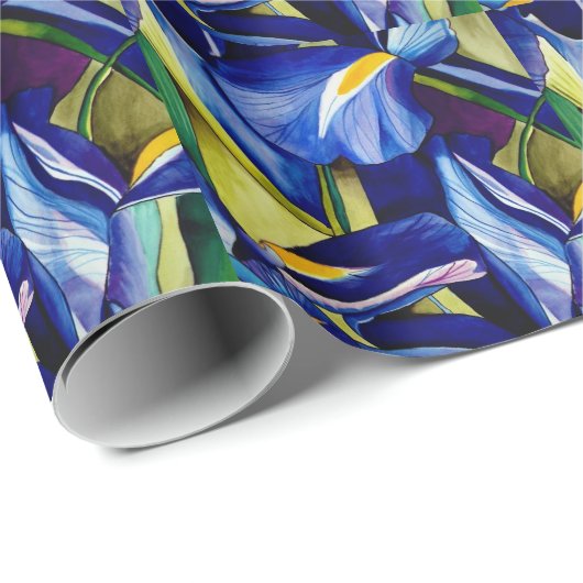 Blauwe Iris waterverf Cadeaupapier (Rol Hoek)