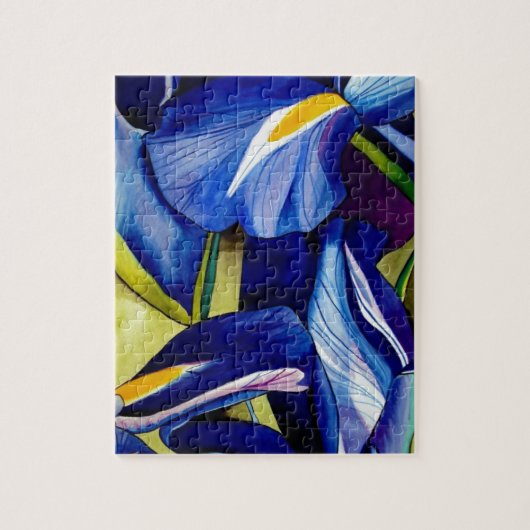 Blauwe Iris waterverf Legpuzzel (Verticaal)