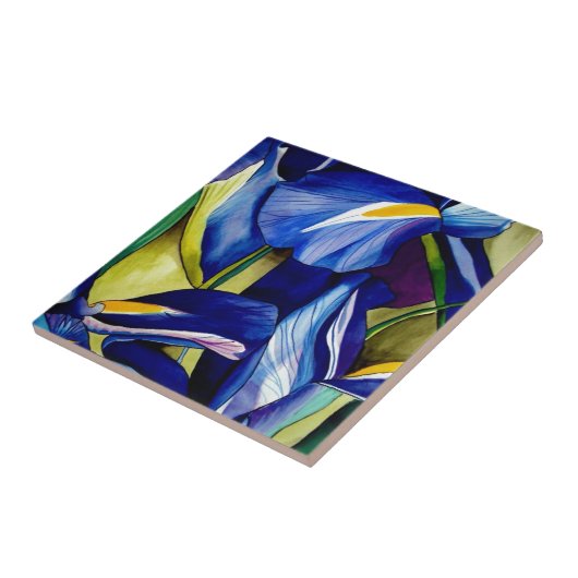 Blauwe Iris waterverf Tegeltje (Zijkant)