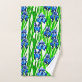 Blauwe Iris Waterverfpatroon Bad Handdoek (Handdoek)