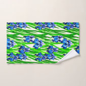 Blauwe Iris Waterverfpatroon Bad Handdoek (Handdoek)