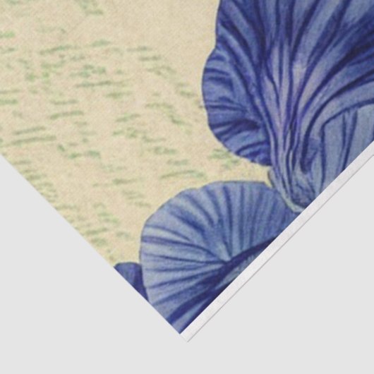Blauwe irisbloemen  ephemerpatroon tissuepapier (Detail)