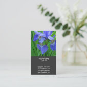 blauwe irisbloemen visitekaartje (Staand voorkant)