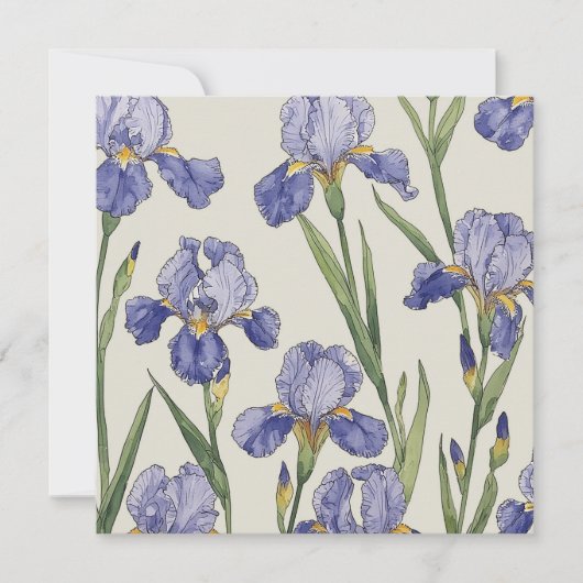Blauwe Irisbloesems Kaart (Voorkant)