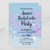 Blauwe iriserende cirkels vrijgezellenfeest kaart (Voorkant / Achterkant)