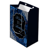 Blauwe Iriserende Glitter Meermin Letters Medium Cadeauzakje (Voorkant Gekanteld)