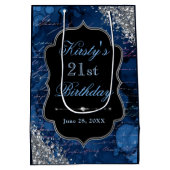 Blauwe Iriserende Glitter Meermin Letters Medium Cadeauzakje (Achterkant)