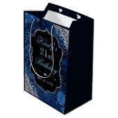 Blauwe Iriserende Glitter Meermin Letters Medium Cadeauzakje (Achterkant Gekanteld)