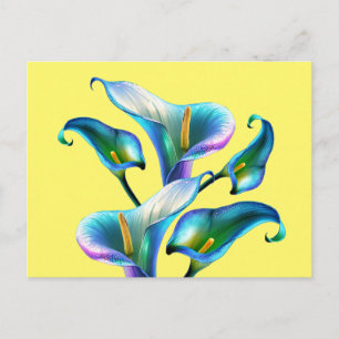 Blauwe iriserende holografische Calla lelies Briefkaart