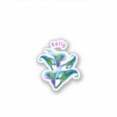 Blauwe iriserende holografische Calla lelies Sticker (Voorkant)