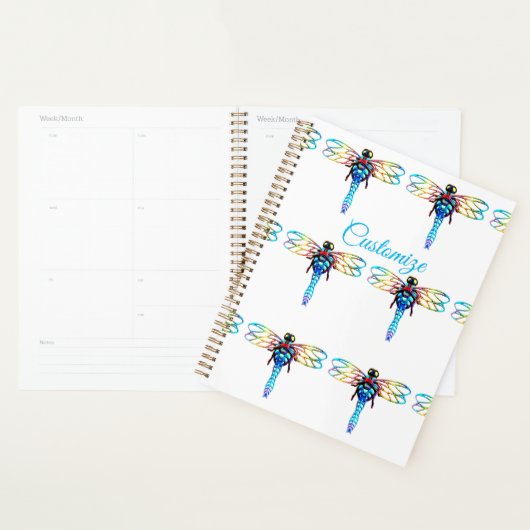 Blauwe iriserende libellen planner (Display)