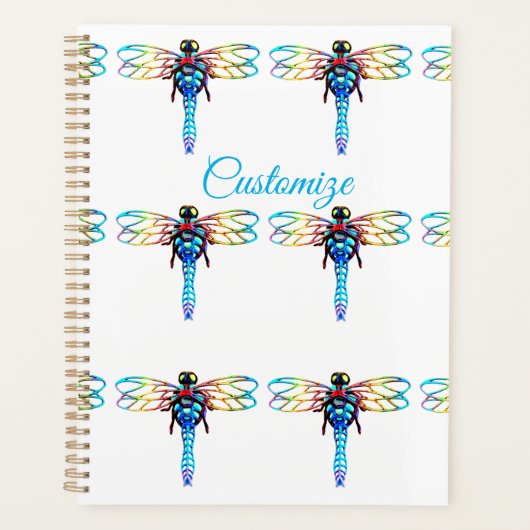 Blauwe iriserende libellen planner (Voorkant)