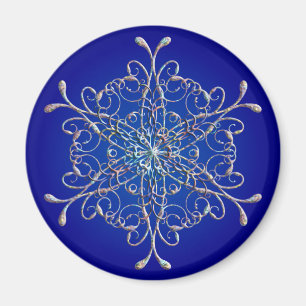 Blauwe iriserende sneeuwvlokmagneet magneet