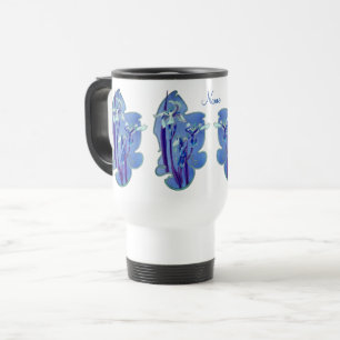Blauwe Irises Floral Art gepersonaliseerd Reisbeker